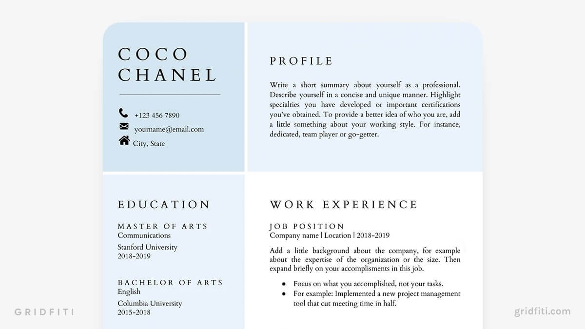 Blue Aesthetic Resume Google Docs Template