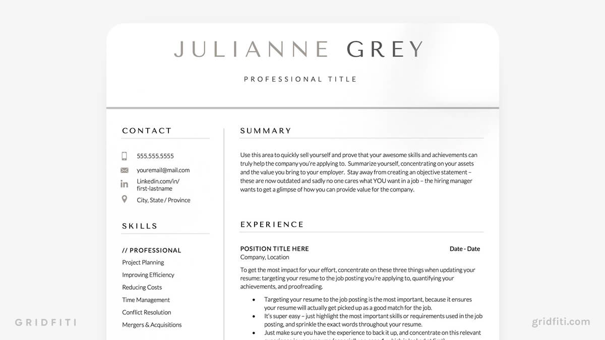 Modern Aesthetic Resume Google Docs Template