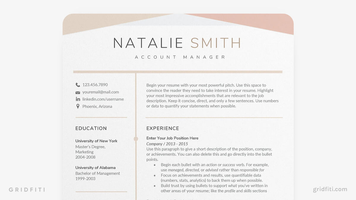 Peachy Resume Google Docs Template