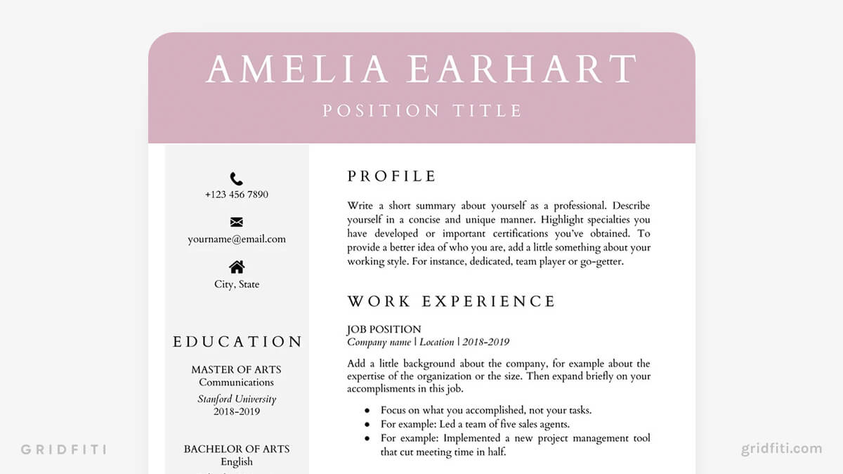 Aesthetic Pink Resume Template