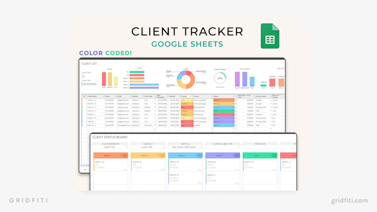 Client Tracker for Small Business Google Sheets Template