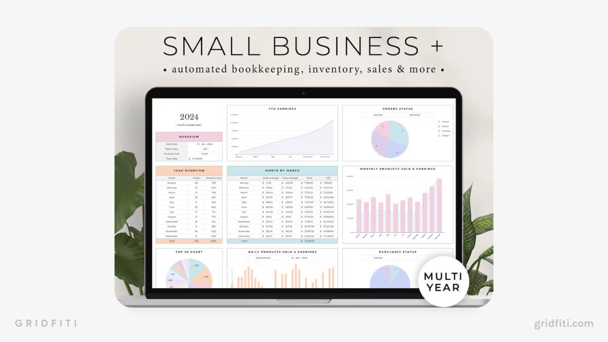 Soft Pastels Automated Bookkeeper & Sales Tracker