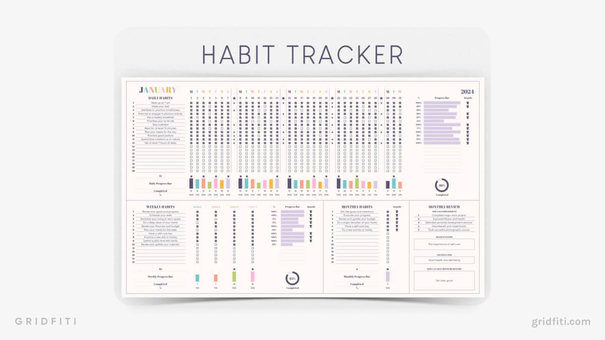 Purple Google Sheets Habit Tracker