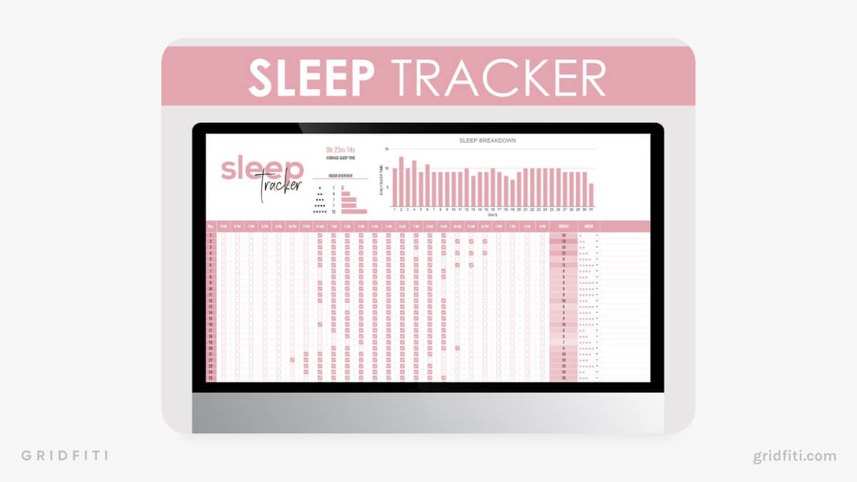 Pink Sleep Tracker Template