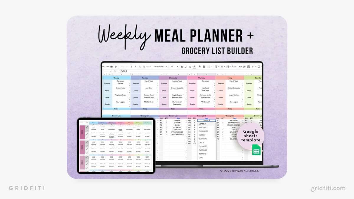 Weekly Meal Planner & Grocery List Builder