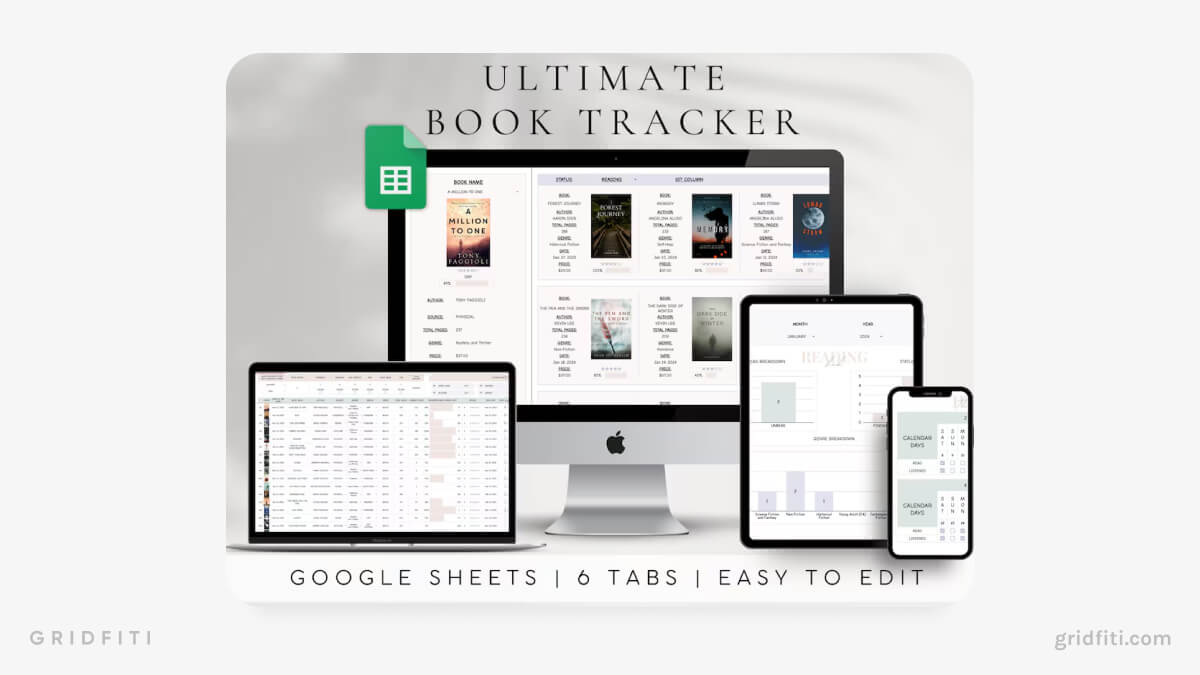 Book & Reading Progress Tracker Google Sheets Template
