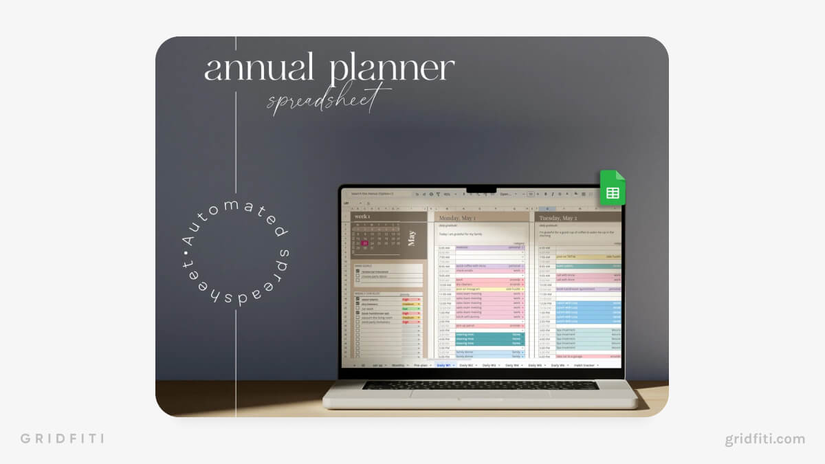 Annual Spreadsheet Planner & To-Do List