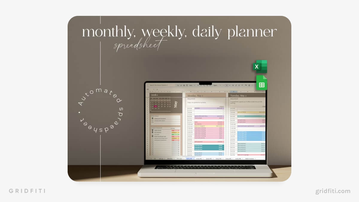 Monthly, Weekly & Daily Planner (With Time Tracking)
