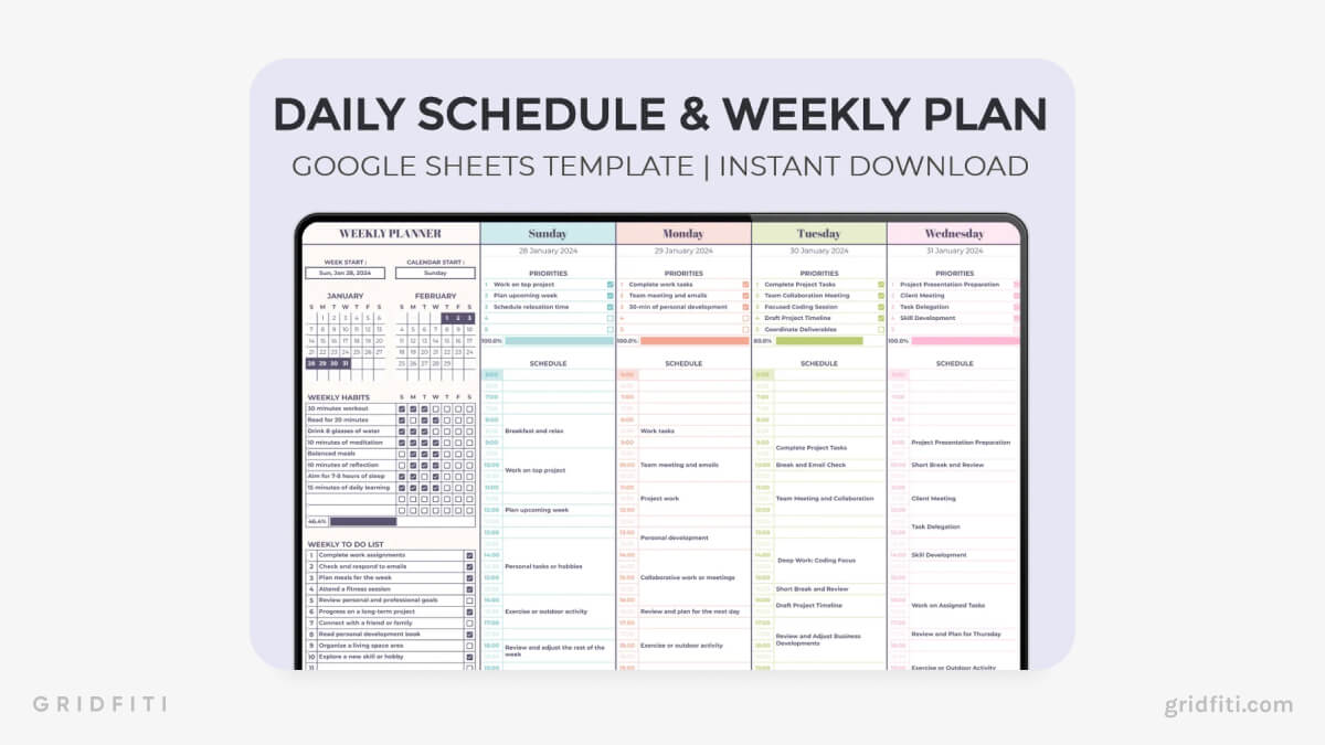 Daily Schedule & Weekly Planner for Students