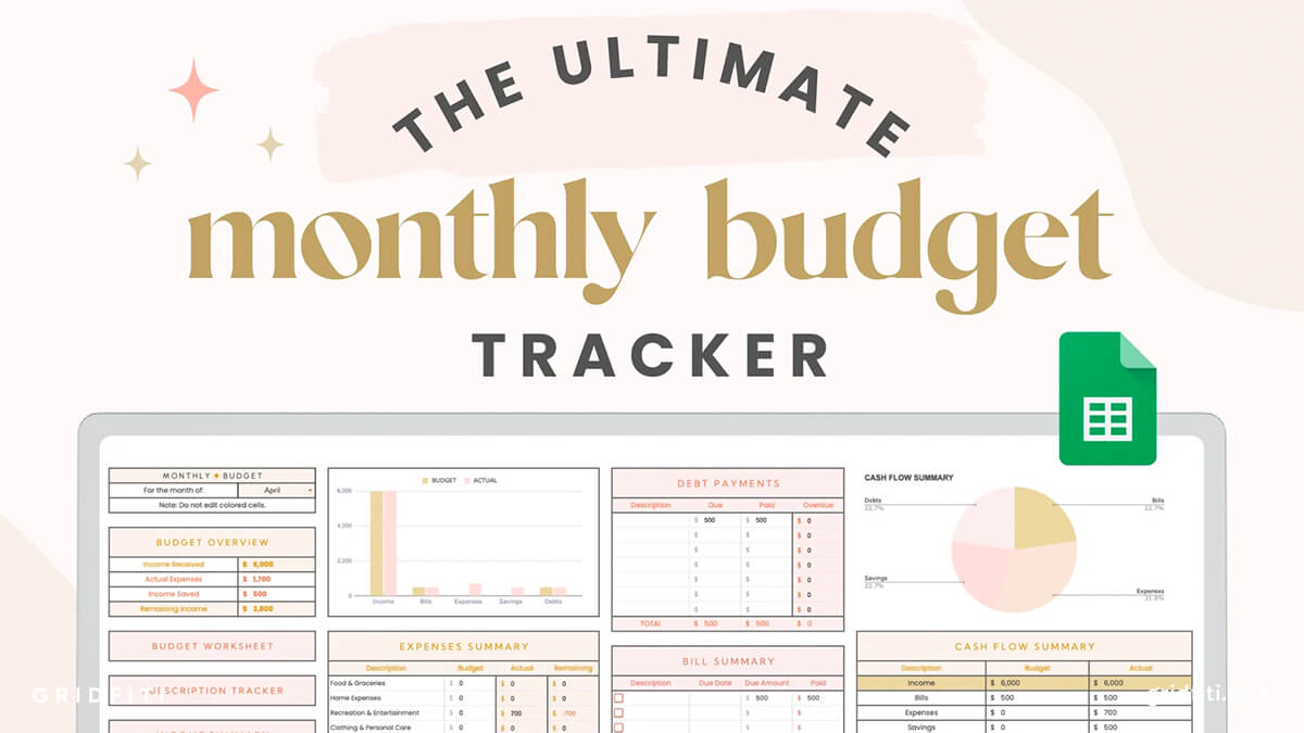 Monthly Budget Tracker Google Sheets Template