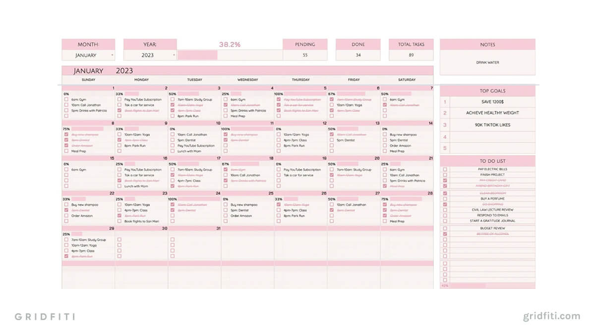 Pink Calendar