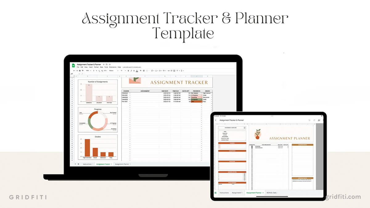 Assignment Tracker & Planner Spreadsheet