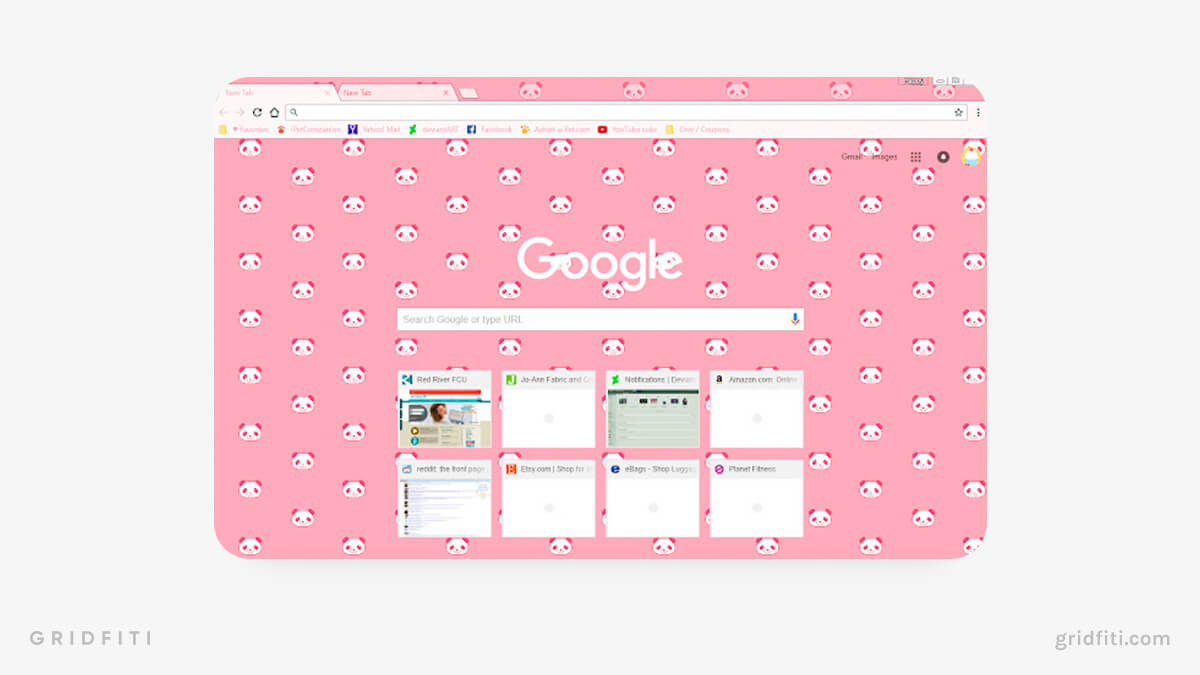 Cute Pixel Pink Panda Bears for Chrome