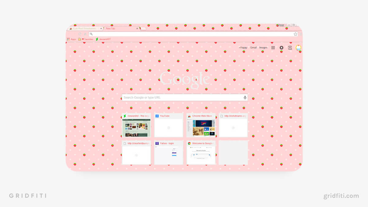 Cute Pixel Strawberry Chrome Theme