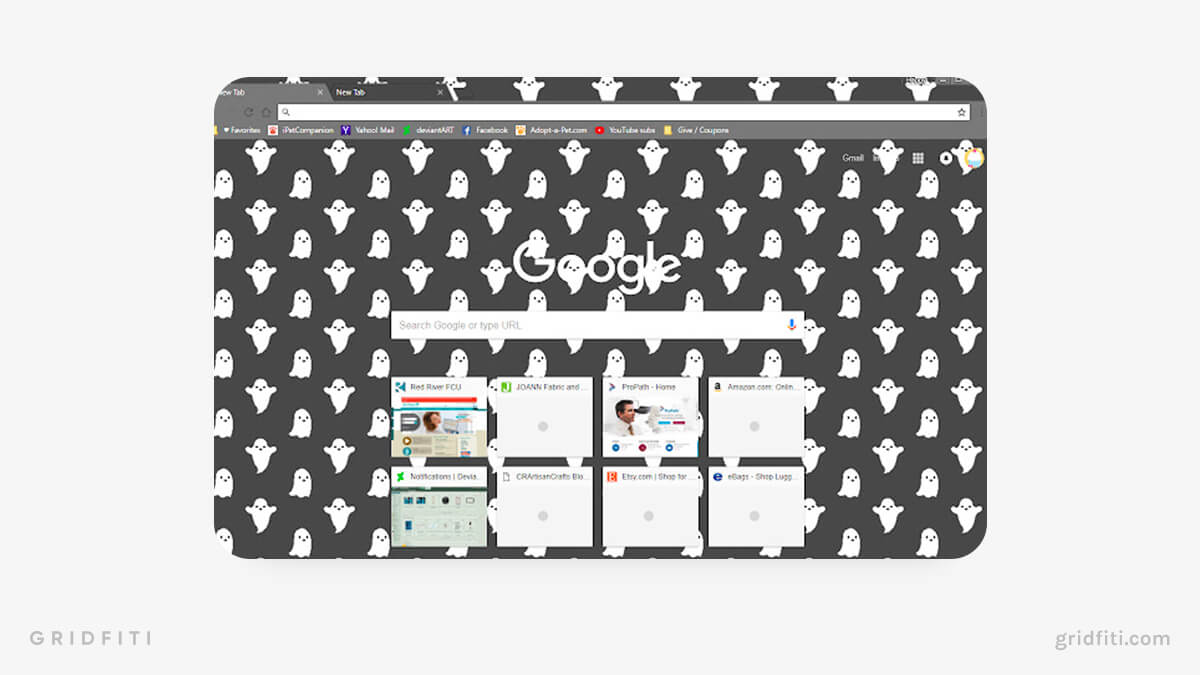 Halloween Pixel Ghosts Chrome Background