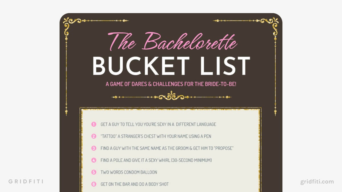 Bachelorette Bucket List