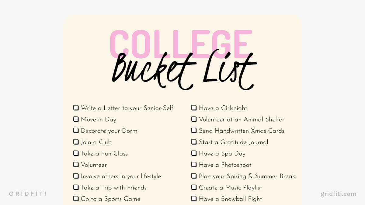 College Bucket List