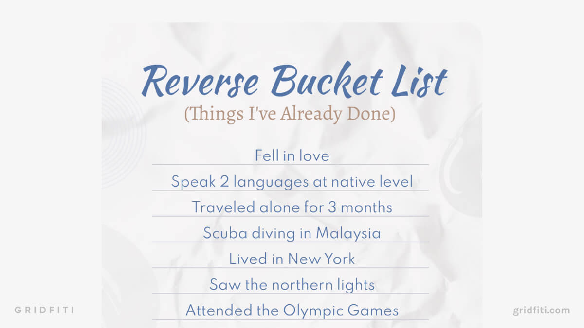 Reverse Bucket List