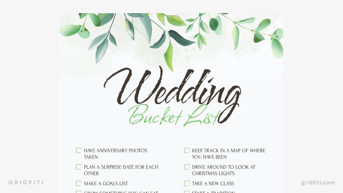 Wedding Bucket List