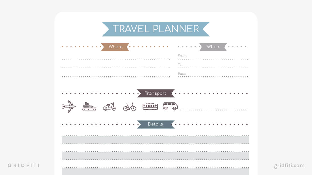 Cute 1-Page Travel Planner