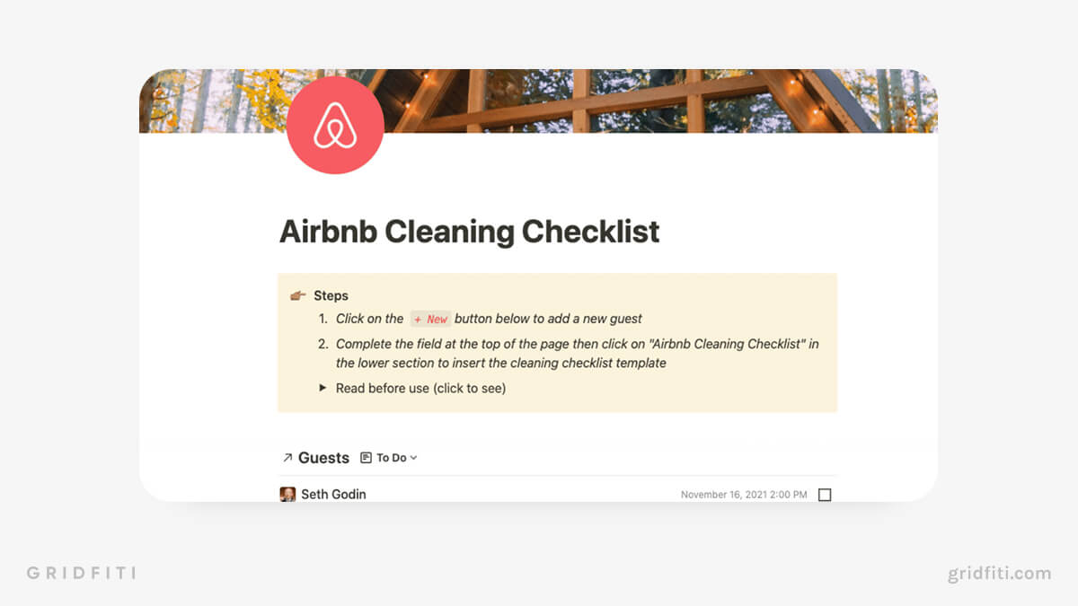 Airbnb Cleaning Checklist Template