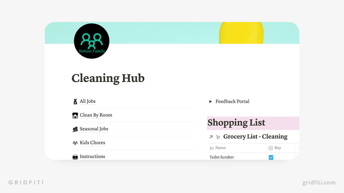Notion Cleaning Hub Template