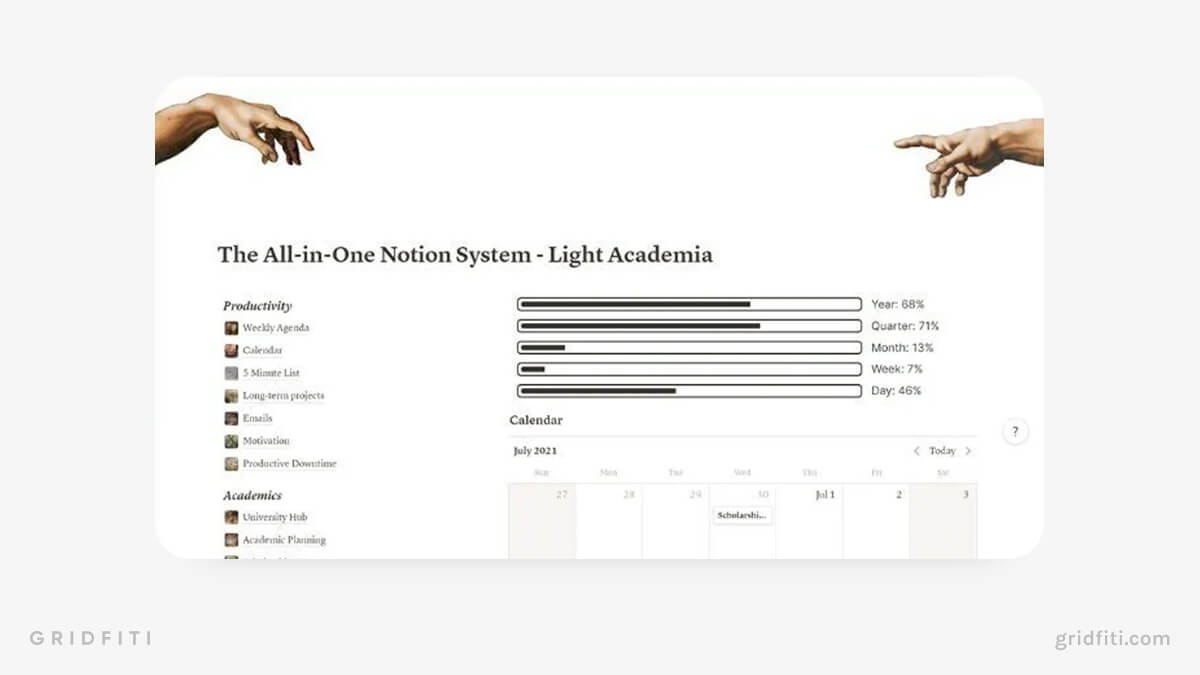 Light Academia Notion Template