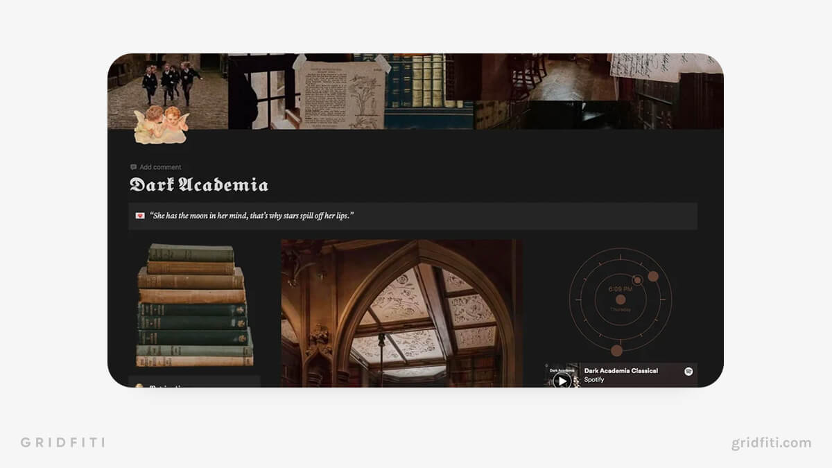Dark Academia Planner Dashboard Template