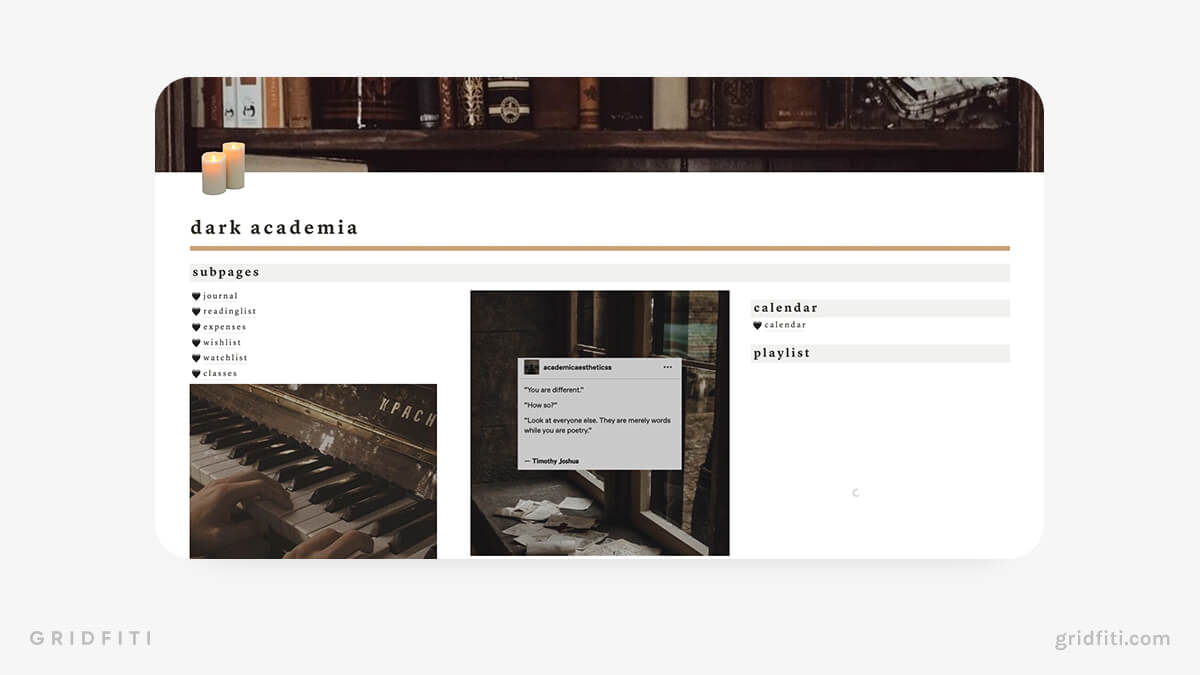 Dark Academia Template for Notion