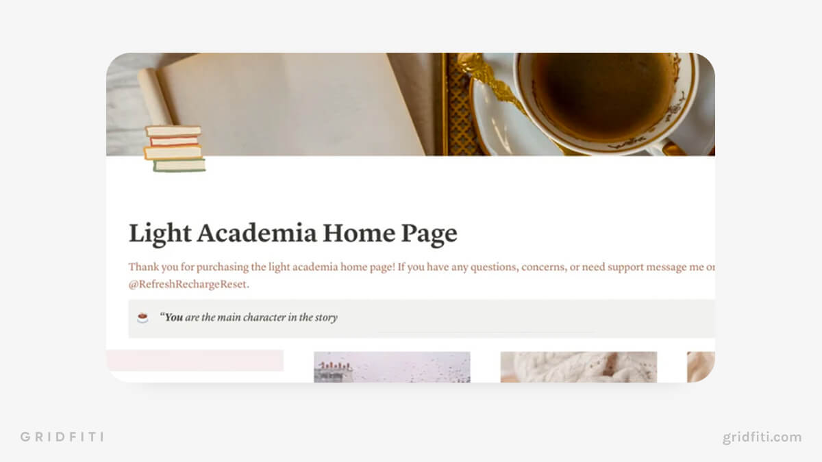 Simple Light Academia Notion Template