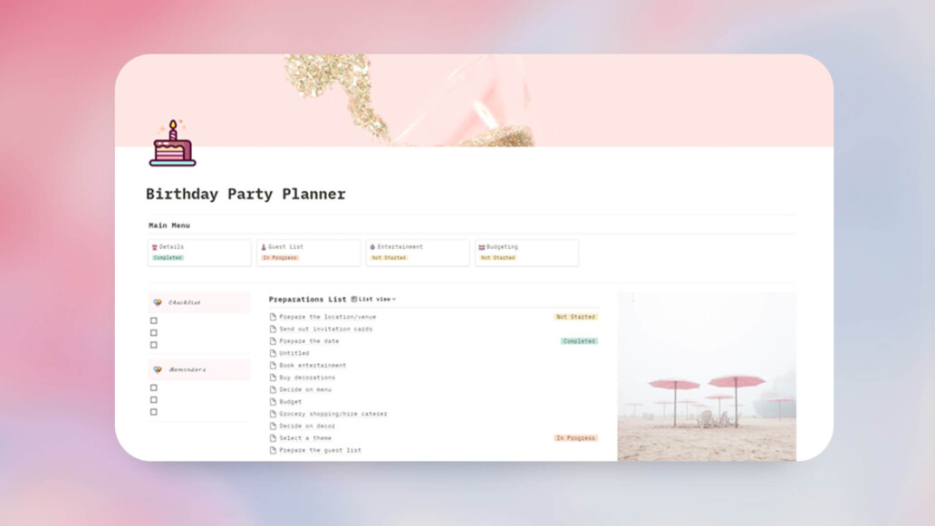 Notion Event Planning Templates