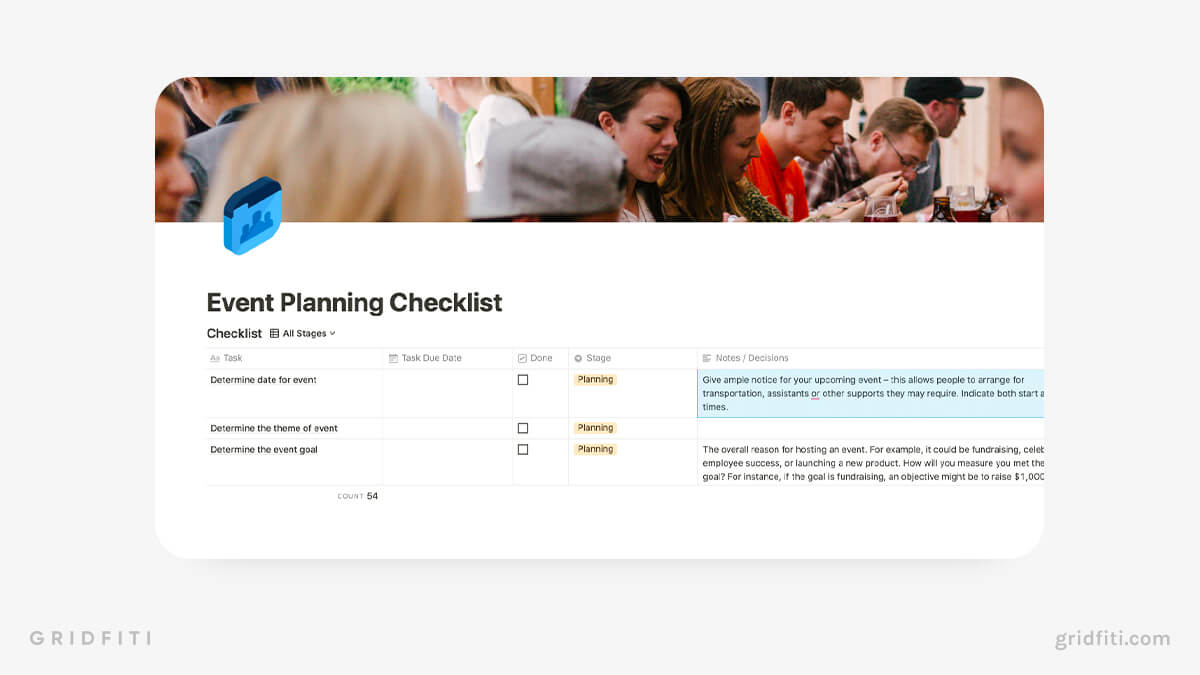 Notion Event Planning Checklist Template