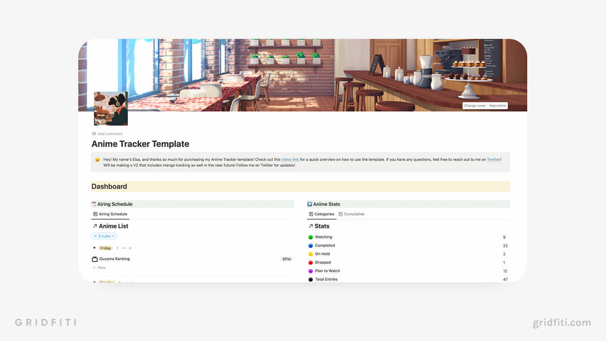 Notion Anime Show Tracker Template