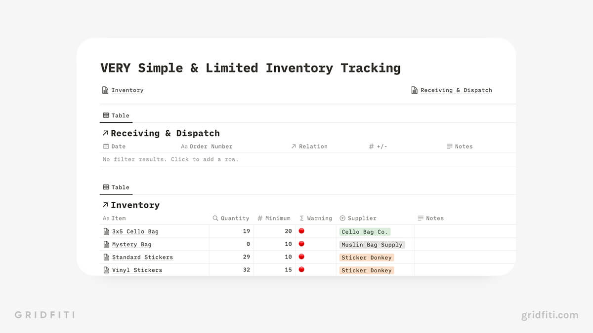 The 11 Best Notion Inventory Management Templates Gridfiti