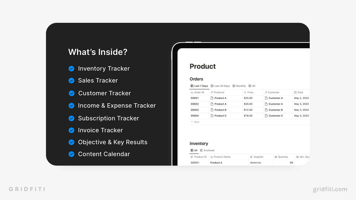 Notion eCommerce Inventory Tracking Template