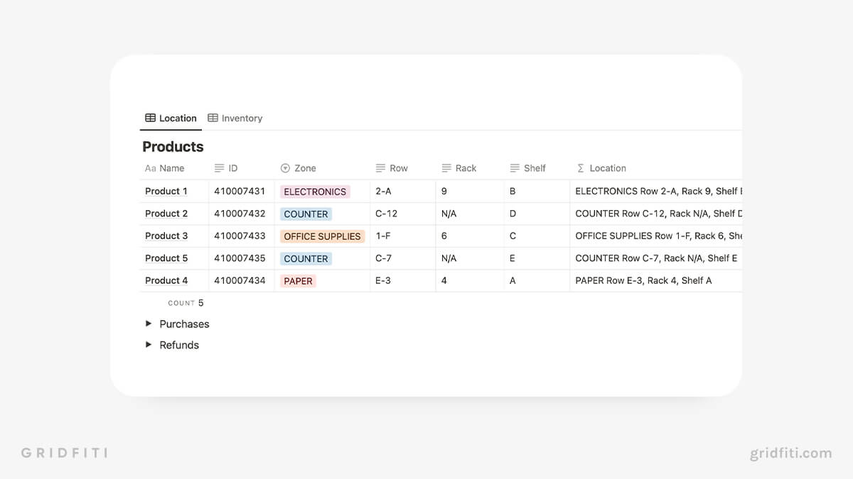 Notion Inventory Management System for Retail