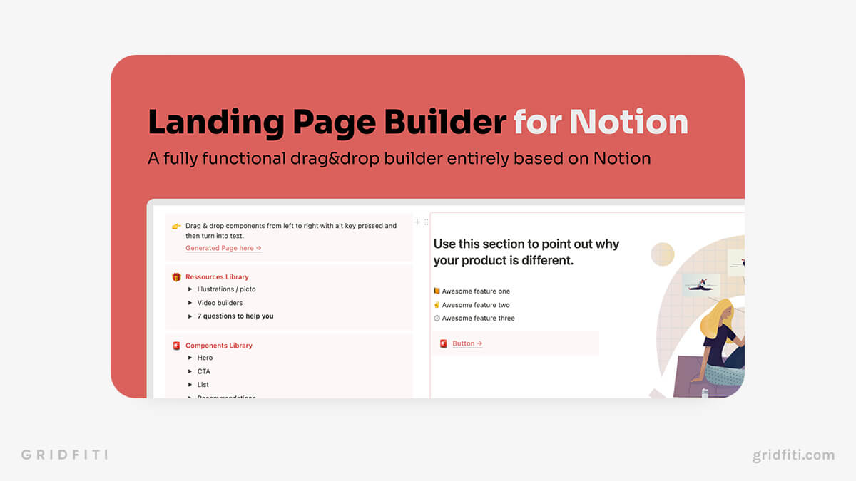 landing page template notion