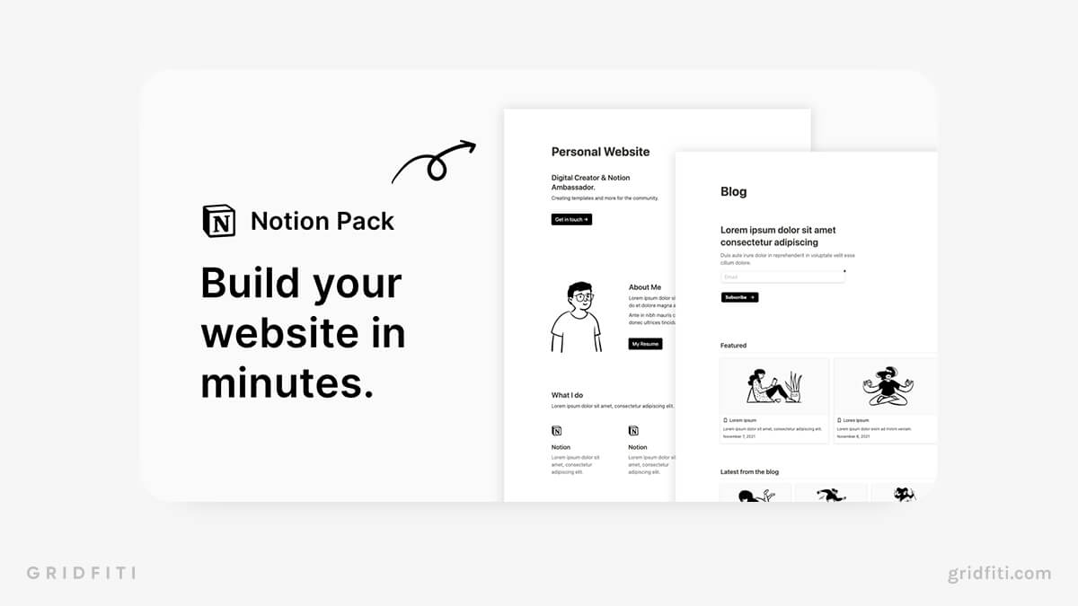 Simple Minimalist Notion Website Template Pack