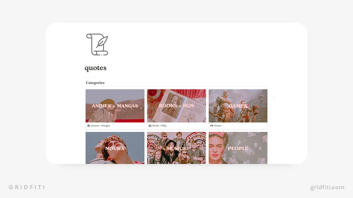 Aesthetic Quotes Database Template