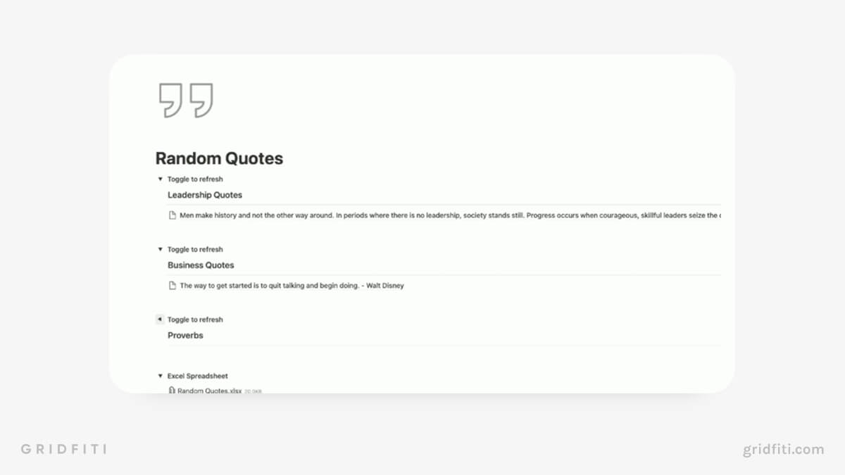 Notion Motivational Quote Template