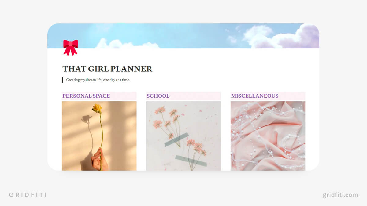 Pastel That Girl Notion Template