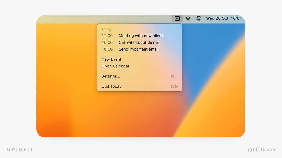 Today – Calendar Events in Menu Bar