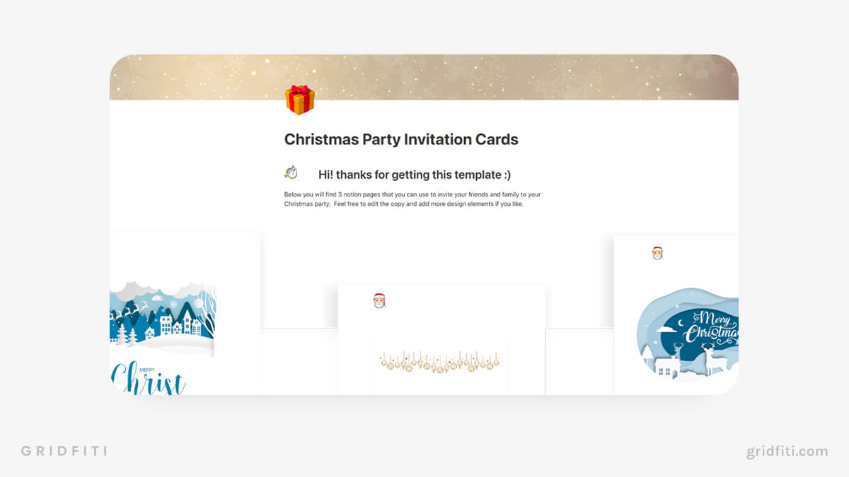 Notion Christmas Party Invitation Card Templates