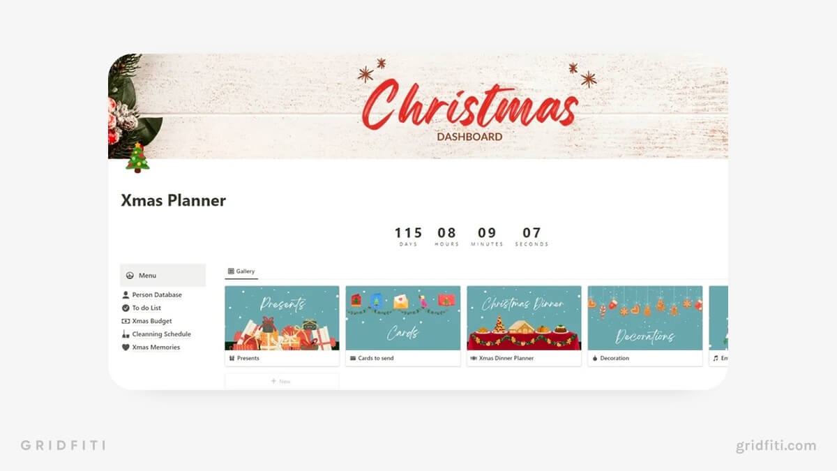 Christmas Planner Dashboard