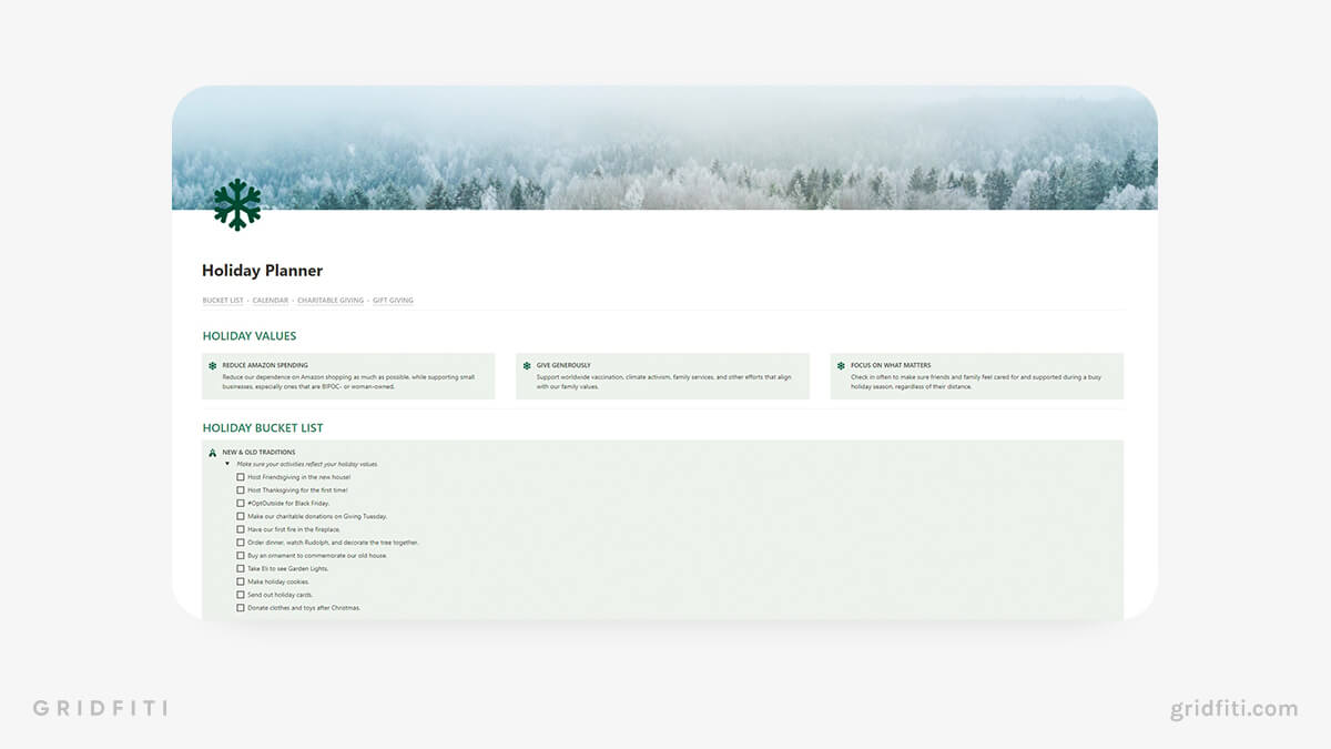 Notion Holiday & Christmas Planner Template