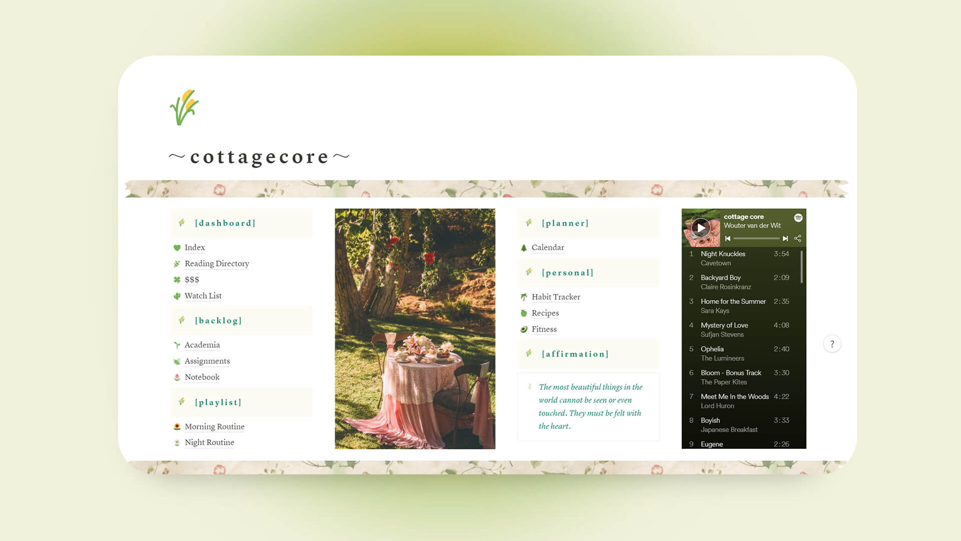 All-in-One Cottagecore Notion Planner