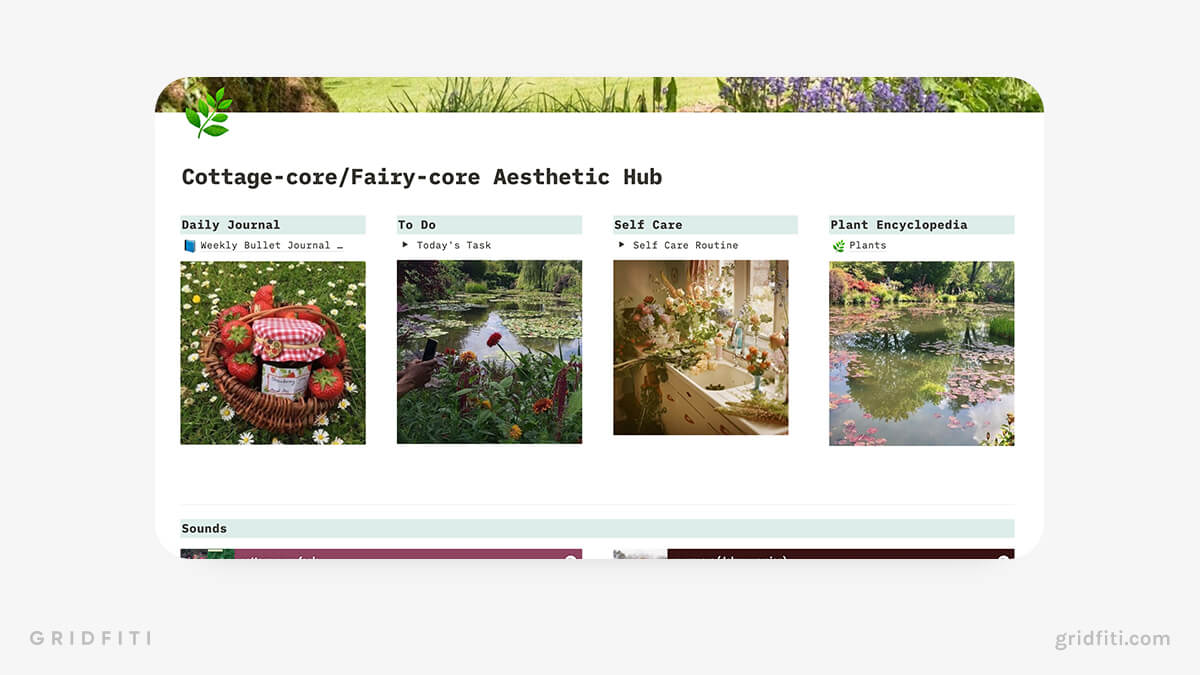 Cottagecore & Fairycore Aesthetic Notion Template