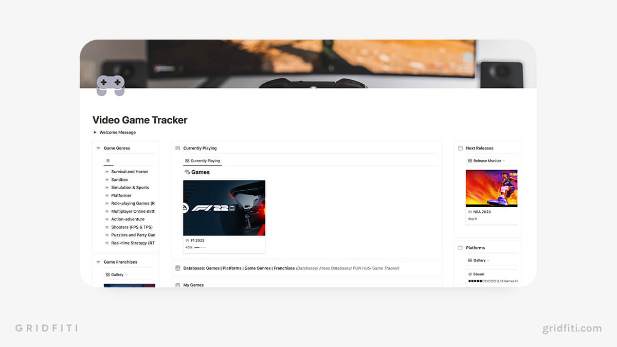 Notion Video Game Tracker Template