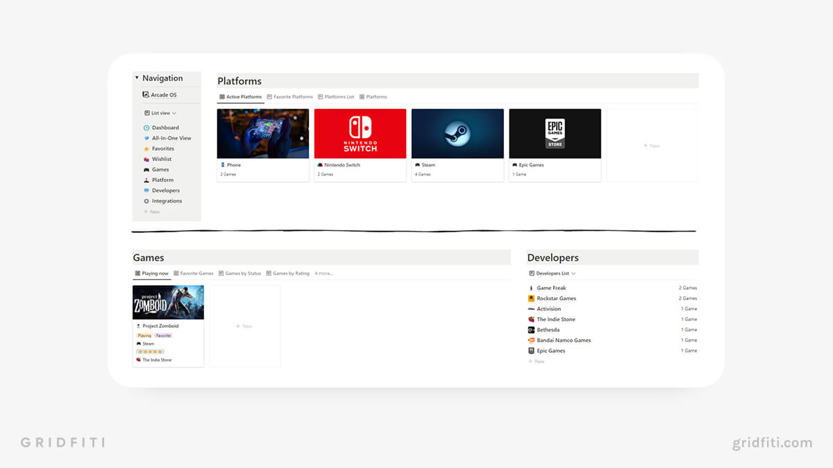 Arcade OS Gaming Template for Notion