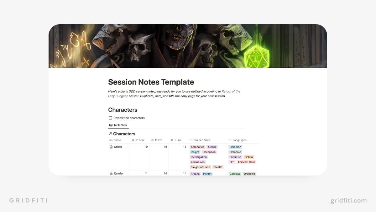 Notion D&D Campaign Template